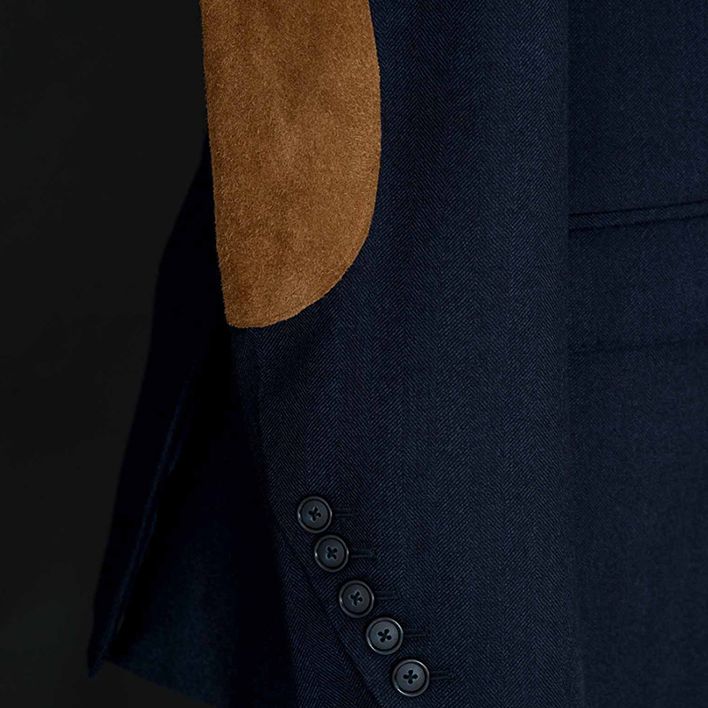 Navy Blue Herringbone Cashmere Blazer photo